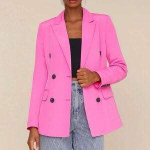 Avec Les Filles Hot Pink Swirl Double Breasted Blazer